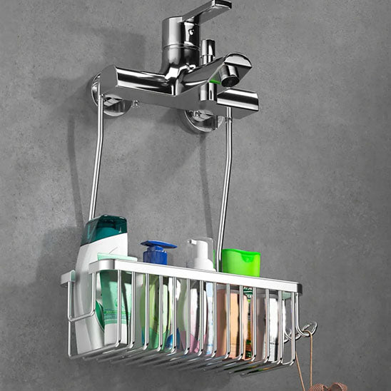 etagere de douche remplie sans percage argentee accrochee