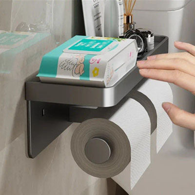 porte papier toilette securosupport double gris metallique