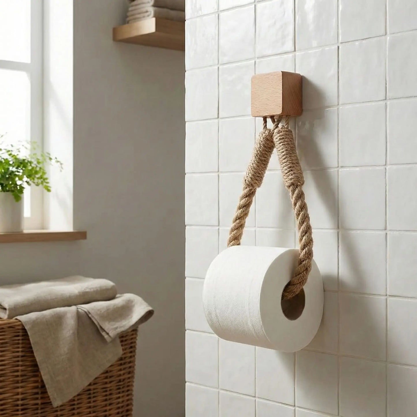 porte papier toilette corde et charme chanvre support carre