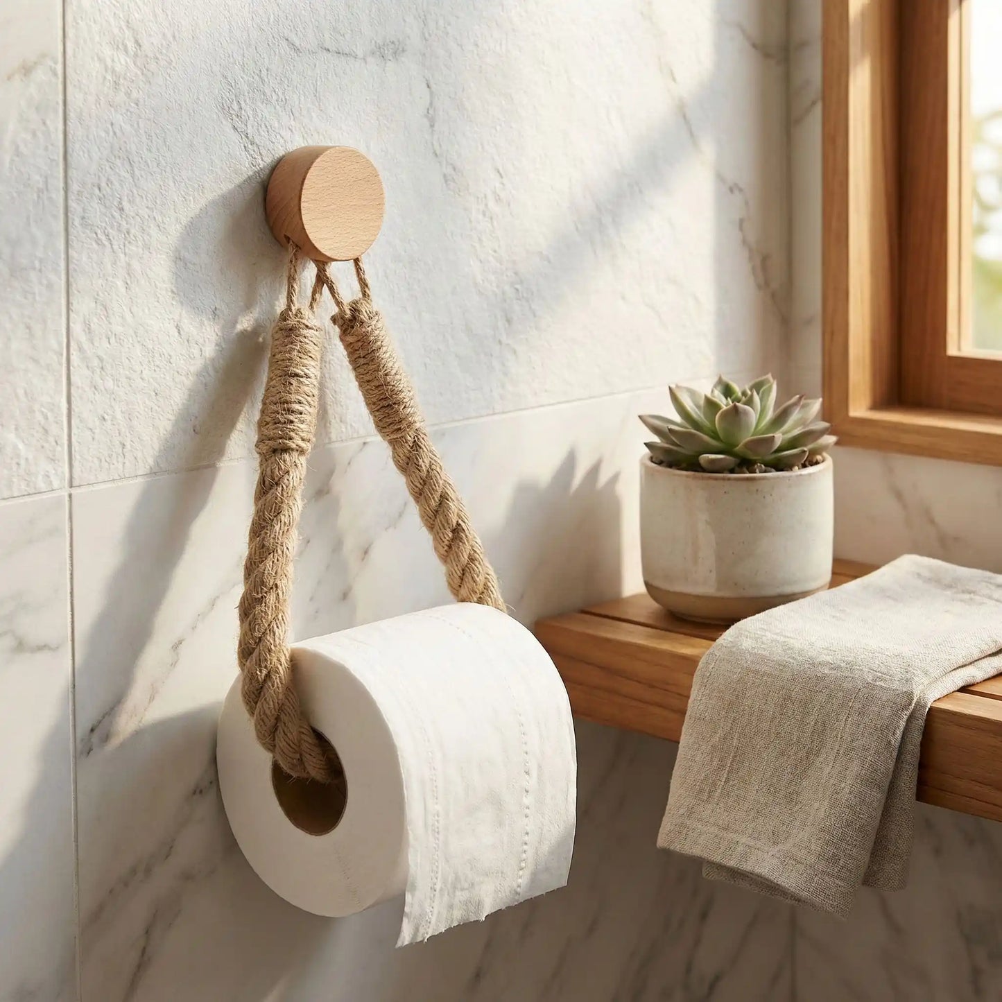 porte papier toilette corde et charme chanvre support rond