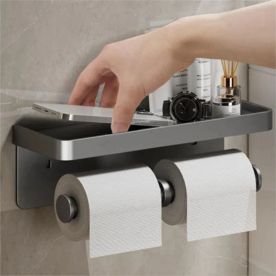 porte papier toilette securosupport double gris metallique tel