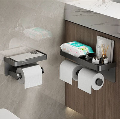 porte papier toilette securosupport simple et double gris metallique